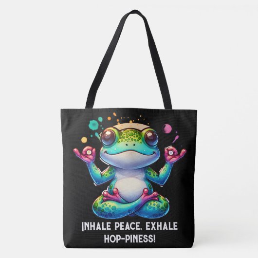 Tote Bag Grenouille verte moderne Inhale Exhale | (Devant)