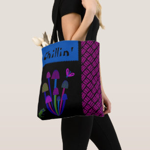 Tote Bag Grenouille Whimsical n'Champignons "Chillin"