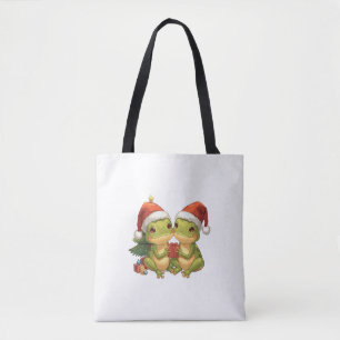 Tote Bag Grenouilles de Noël mignonnes tenant des cadeaux