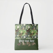 Tote Bag Grenouilles nénuphars verts et blancs motif (Devant)