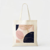 Tote Bag Grèves et cercles d'or modernes Conception rose mi (Devant)