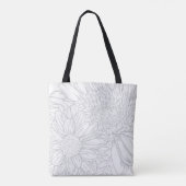 Tote Bag Grey Chrysanthemums Line Drawing with Name (Dos)