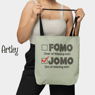 Tote Bag Grey Funny FOMO JOMO cochez la case Introvert