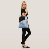 Tote Bag Grey Zigzag, Grey Chevron, Bleu, Votre Nom (Sur le modèle)