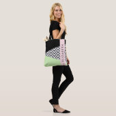 Tote Bag Grey Zigzag, Grey Chevron, Mint, Votre Nom (Sur le modèle)