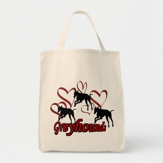 Tote Bag Greyhounds et Red Heart Chien (Devant)