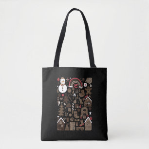 Tote Bag Gribouillis de Noël Fêtes Rétro Vacances Arbres An
