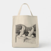 Tote Bag Griffins sculpté crayon monochrome Art (Dos)