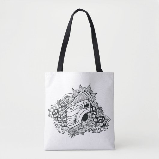 Tote Bag Griffonnage 2 d'appareil-photo de hippie (Devant)