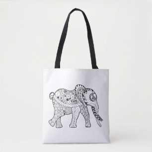 Tote Bag Griffonnage 2 d'éléphant