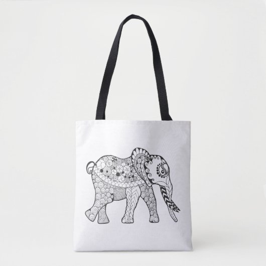 Tote Bag Griffonnage 2 d'éléphant (Devant)