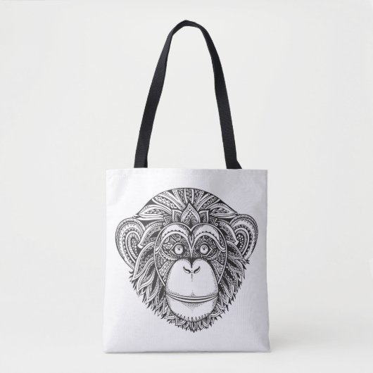 Tote Bag Griffonnage 2 d'Illustartion de singe (Devant)