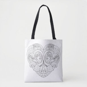 Tote Bag Griffonnage abstrait 2 de coeur
