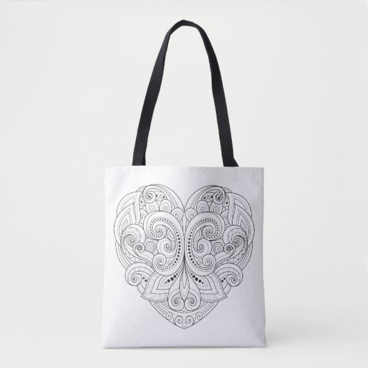 Tote Bag Griffonnage abstrait 2 de coeur (Devant)