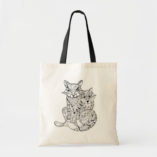 Tote Bag Griffonnage de Fox de Boho (Devant)