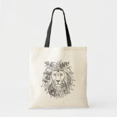 Tote Bag Griffonnage de lion et de fleurs (Devant)