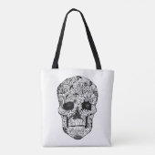 Tote Bag Griffonnage floral 2 de crâne (Dos)