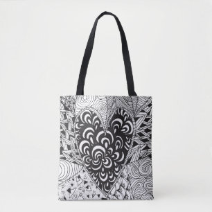 Tote Bag Griffonnage inspiré 2 de coeur