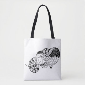 Tote Bag Griffonnage principal 2 de Zenstyle d'éléphant