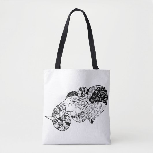 Tote Bag Griffonnage principal 2 de Zenstyle d'éléphant (Devant)