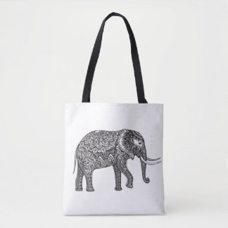 Tote Bag Griffonnage stylisé 2 d'éléphant d'imaginaire