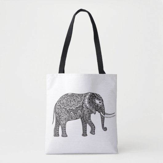 Tote Bag Griffonnage stylisé 2 d'éléphant d'imaginaire (Devant)