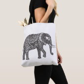 Tote Bag Griffonnage stylisé 2 d'éléphant d'imaginaire (De près)