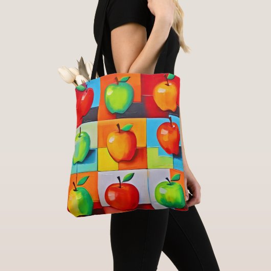 Tote Bag Grille Apple colorée (De près)