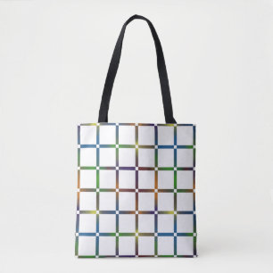 Tote Bag Grille arc-en-ciel colorée avec espace négatif