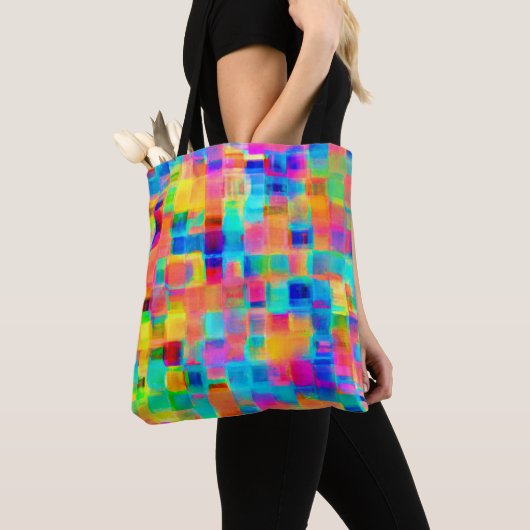 Tote Bag Grille de couleurs abstraite (De près)