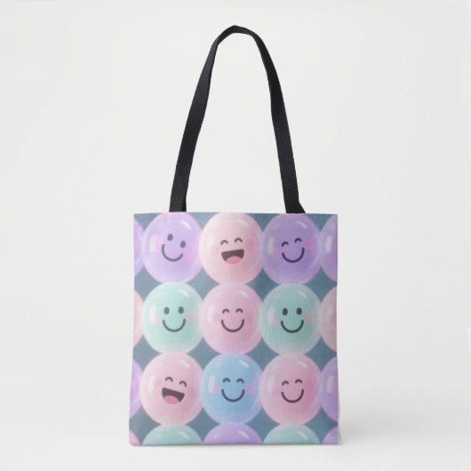 Tote Bag Grille de faces souriantes - Pastel Gen Z Vibes (Devant)