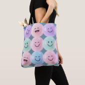Tote Bag Grille de faces souriantes - Pastel Gen Z Vibes (De près)