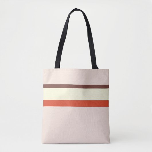 Tote Bag Grille design naturel rose rouge crème brun (Devant)