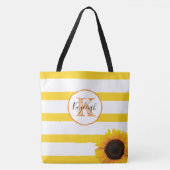 Tote Bag Grille d'or et tournesol Monogramme Personnalisé (Devant)