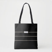 Tote Bag Grille minimaliste moderne Monogramme Noir & Tan (Devant)