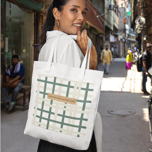 Tote Bag Grille Montauk moderne Vert & Beige