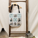 Tote Bag Grille multiphoto moderne mignonne cadeau MOM<br><div class="desc">Créez votre propre sac fourre-tout MOM avec ce montage et ce texte de grille multi-photo moderne. Design dispose de 6 Photographies avec carrés d'angle incurvés avec le texte MOM en blocs turquoises qui peuvent être changés en n'importe quelle couleur. Au verso, le texte "Meilleure maman du monde" avec une mignonne...</div>