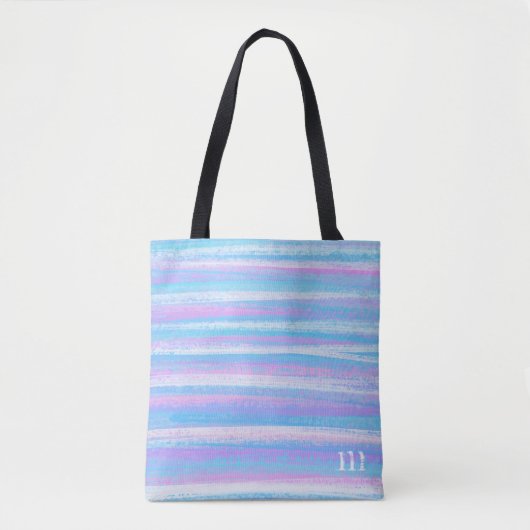 Tote Bag Grilles Acryliques Peintes Turquoise Rose violet (Devant)