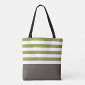 Tote Bag Grilles horizontales vertes larges Brown Nom Faisé (Dos)