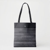 Tote Bag Grilles modernes noir et blanc Monogramme (Devant)