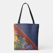 Tote Bag Grilles Motif large orange + art abstrait (Dos)