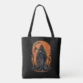 Tote Bag Grim Reaper Cartoon in Sunset Graveyard (Dos)