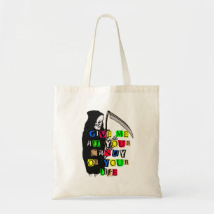 Tote Bag Grim Reaper Donnez-moi Candy Ransom Note Fourre-to