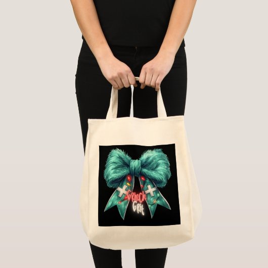 Tote Bag Grinch Grit. Carte de visite d'infirmière. Grinch  (Devant (produit))