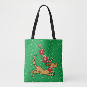 Tote Bag Grinch Max Pointsettia de Noël