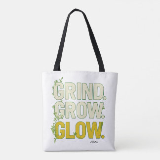 Tote Bag GRIND.GROW.GLOW.—Inspirational Botanical Typograph