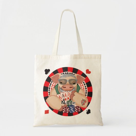Tote Bag Grinning poker pig (Devant)