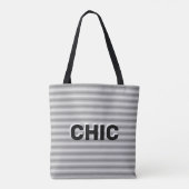 Tote Bag Gris argenté rayé chic (Dos)