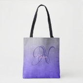 Tote Bag Gris Bleu monogramme rustique élégant (Devant)
