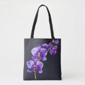 Tote Bag Gris d'ardoise foncée, Fourre-tout d'orchidée viol (Devant)